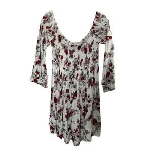 TORRID White Floral Mini Challis Off-Shoulder Skater Dress Women's 1X 14/16